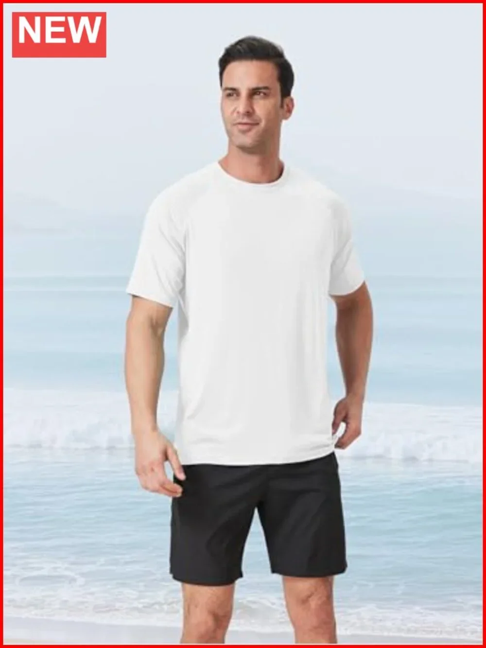 4 Pack Mens UPF50+ Rash Guard Swim Shirts Short Sleeve Sun Protection